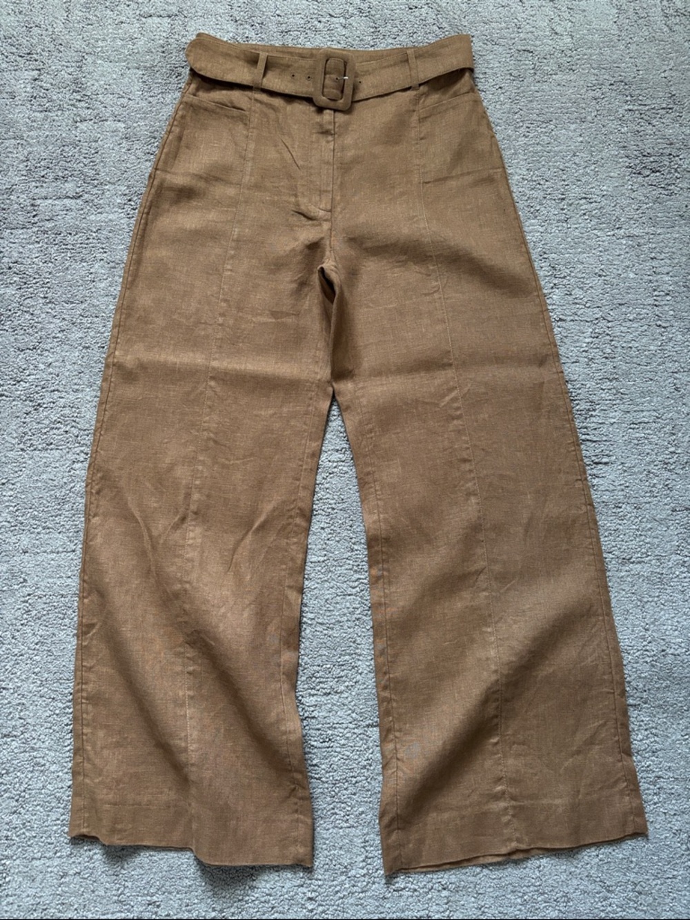 & Other Stories Rustic Brown High-Waist Wide-Leg Linen Pants